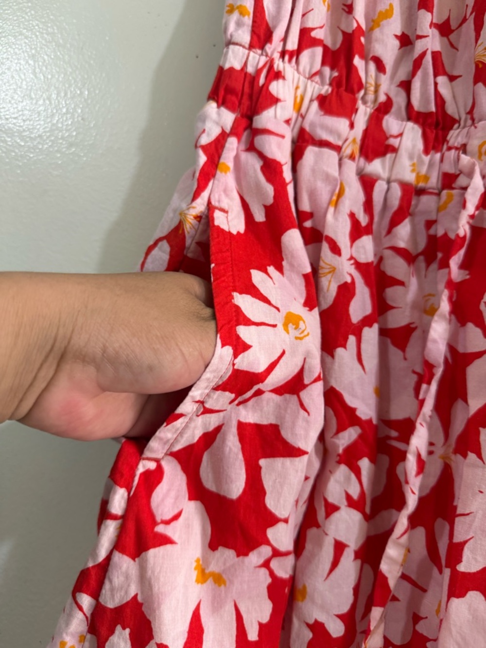 Free assembly Red Floral Short-Sleeve Casual Dress with Drawstring Waist - Picture 5 of 5